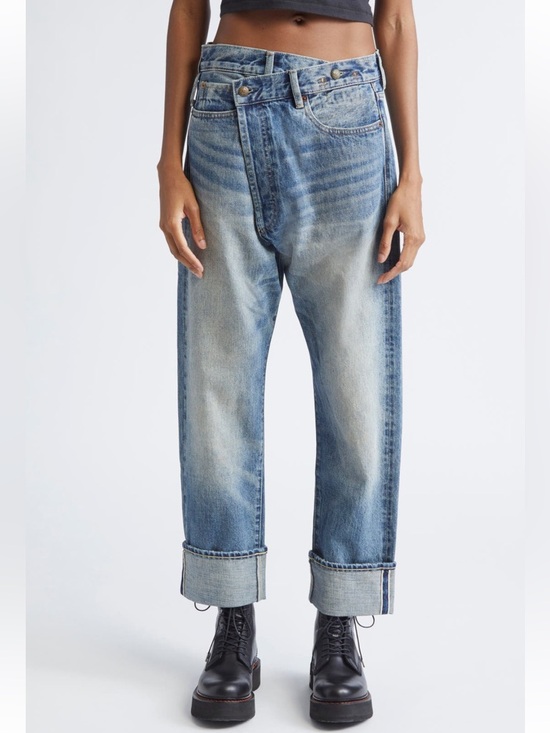 R13 Denim - LIMITED NWT R13 Cuffed Crossover Straight Leg Jeans Estin Selvedge Blue Sz 28